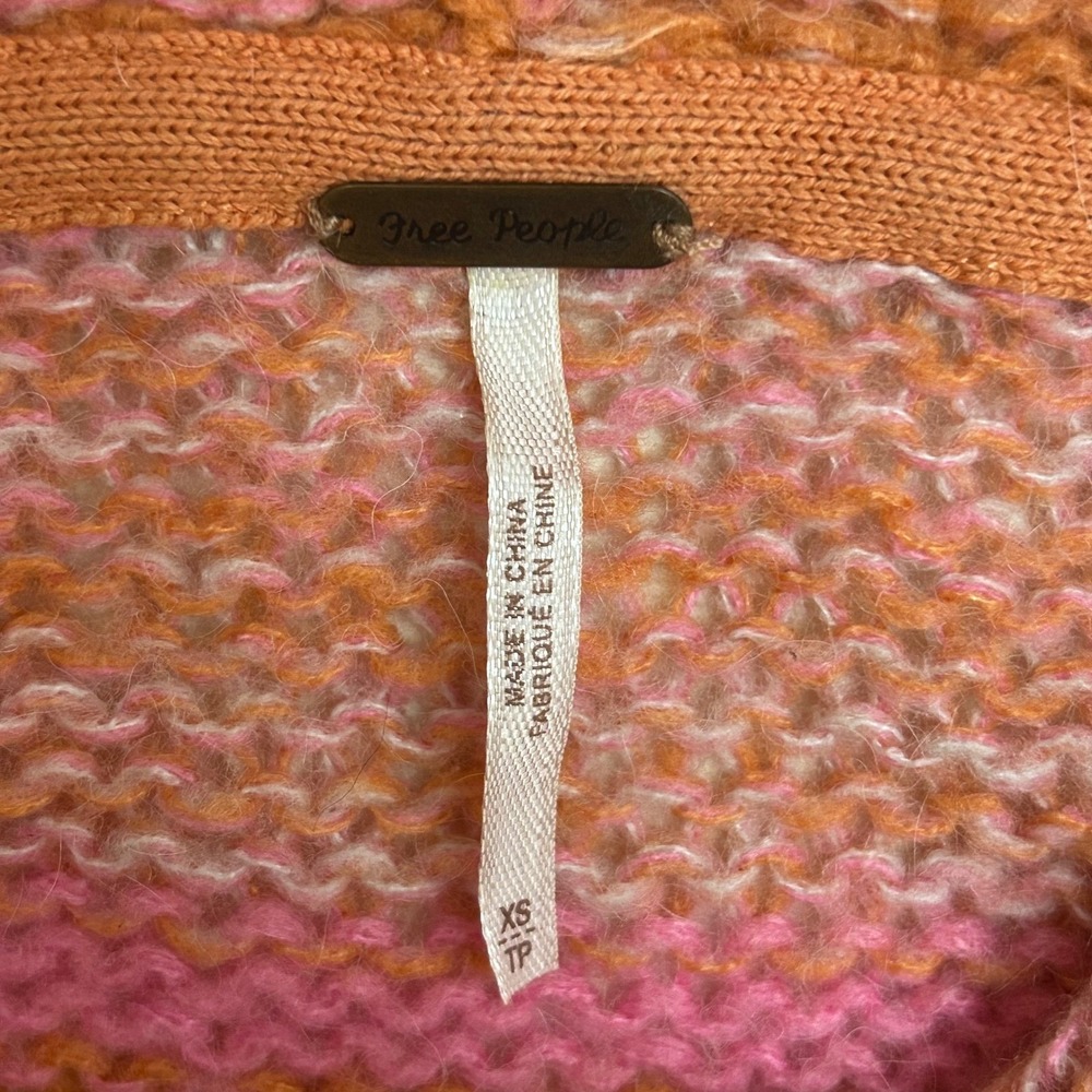 Free‎ People XS Oversized Alpaca Wool Blend Sweater Tunic Coral PinkB Boho Cozy - Picture 6 of 8